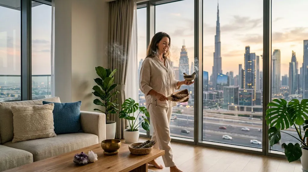 Calm, freshly cleared living space — Dr S Pujah's guide to space clearing for homes and offices in Dubai.