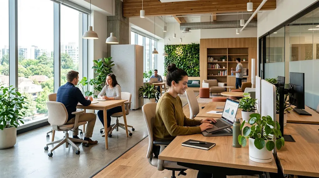 Calm, well-lit office team space — Dr S Pujah on boosting employee wellbeing.