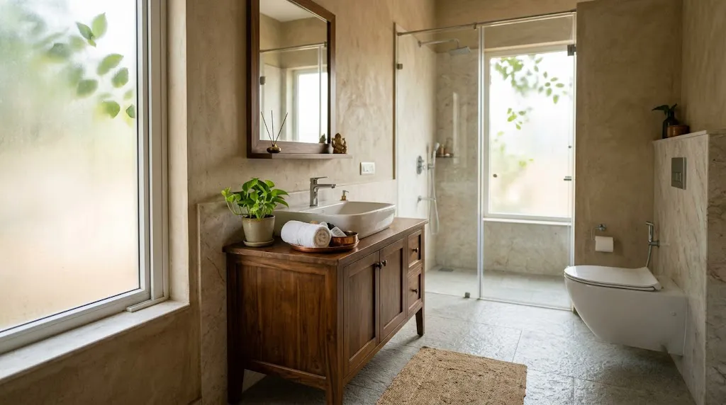 Clean, well-placed bathroom — Dr S Pujah's Vastu tips for balanced home design.