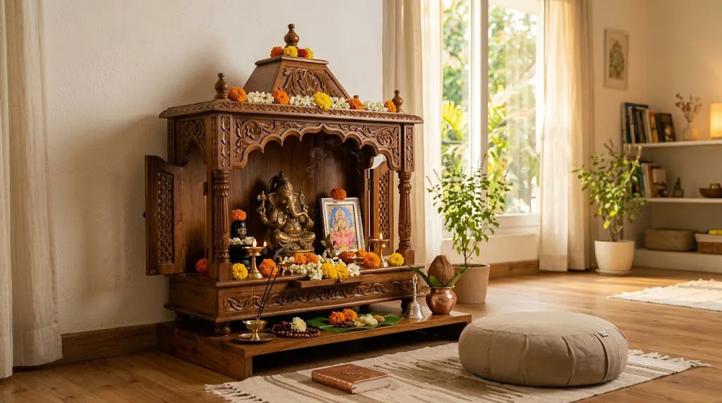 Peaceful home puja mandir — Dr S Pujah's Vastu guide to sacred-space placement.