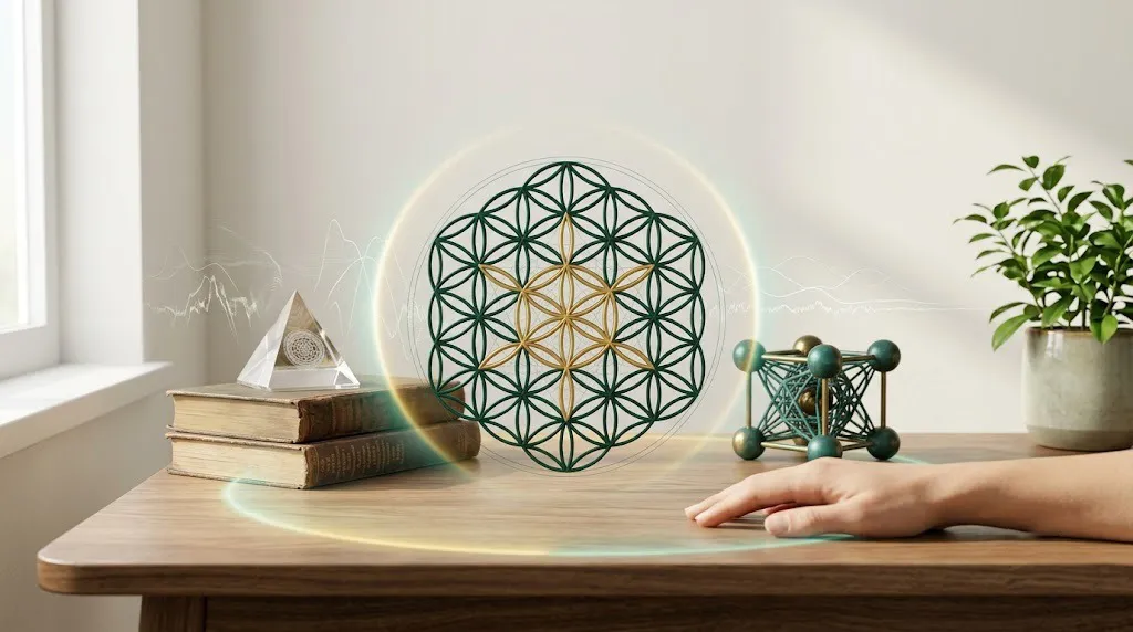 Sacred geometry chakra petal pattern — cover image for Dr S Pujah's guide to neutralising EMF and electromagnetic stress at home.