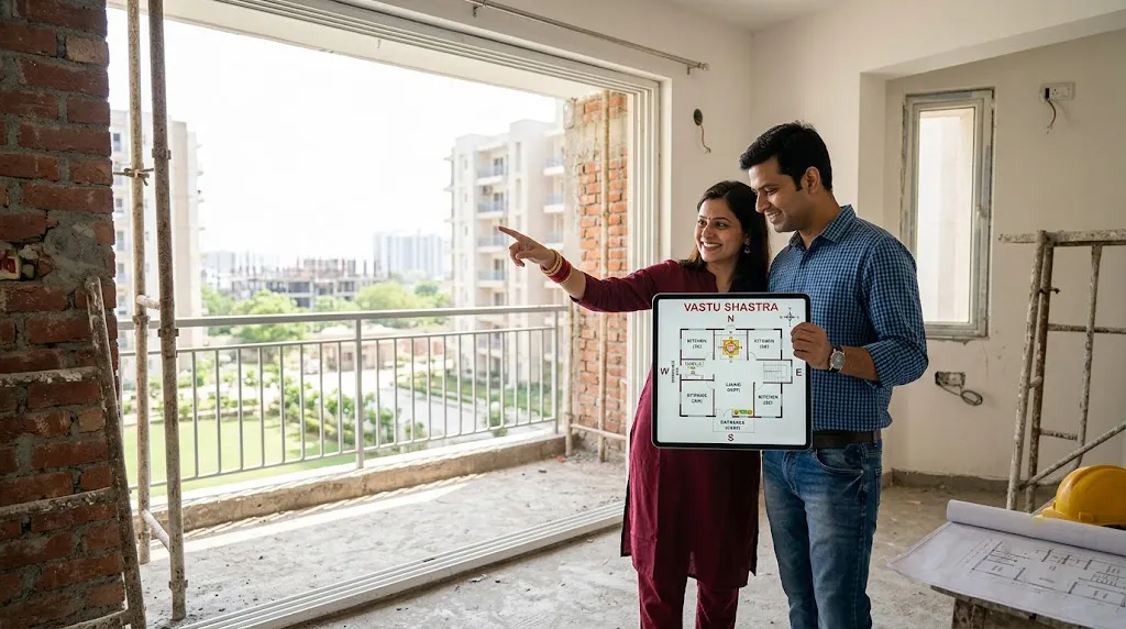 Couple viewing a new home — Dr S Pujah's Vastu checklist for home buyers.