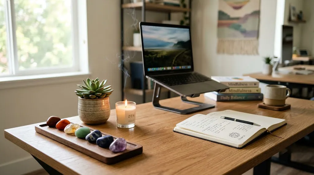 Calm, energised office workspace — Dr S Pujah's guide to chakra balancing for a productive workday.